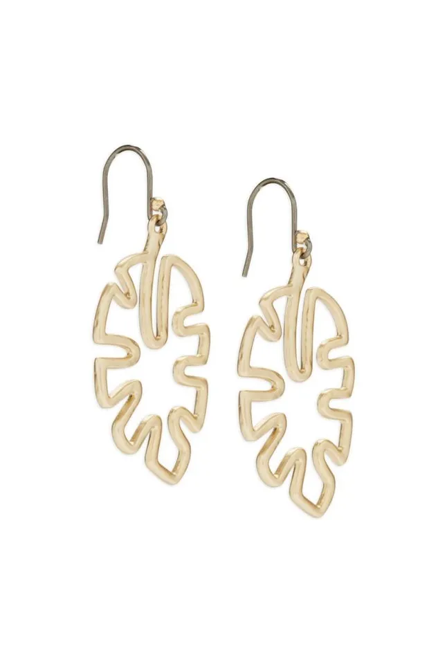 Women Lucky Brand Jewelry Monstera Openwork Drop Earring Gold