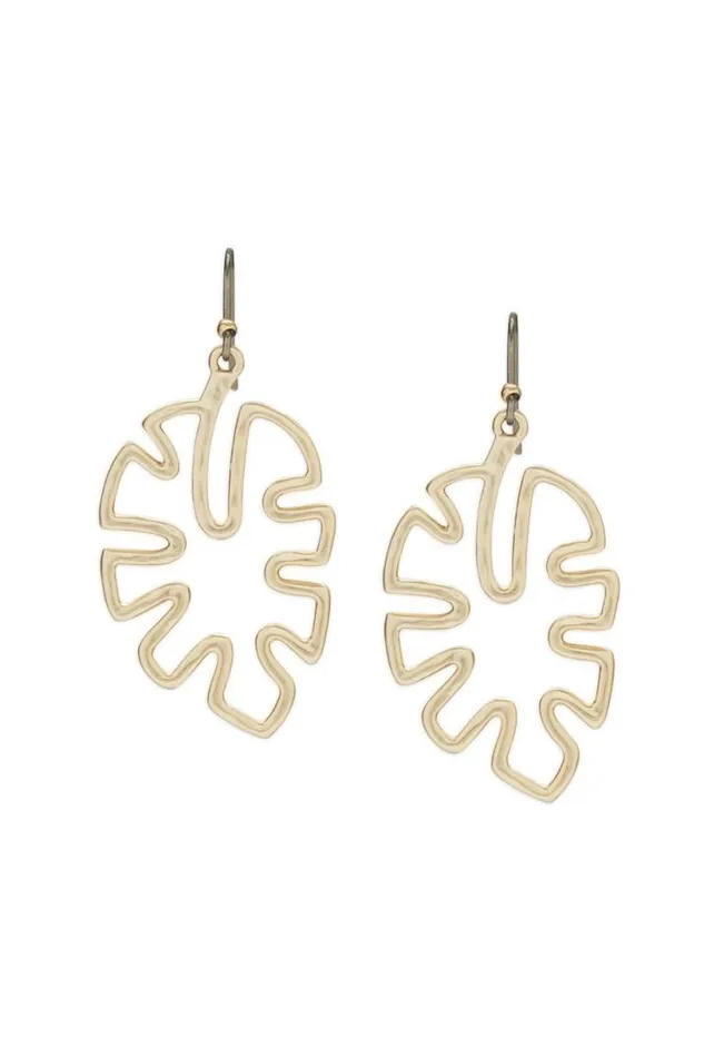 Women Lucky Brand Jewelry Monstera Openwork Drop Earring Gold