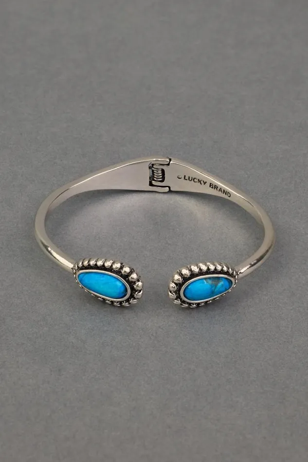 Women Lucky Brand Jewelry Turquoise Hinge Cuff Silver
