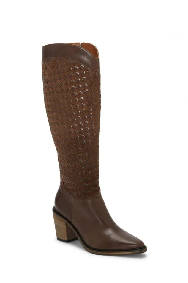 Women Lucky Brand Shoes Abeny Cutout Kneehigh Boot Dark Brown