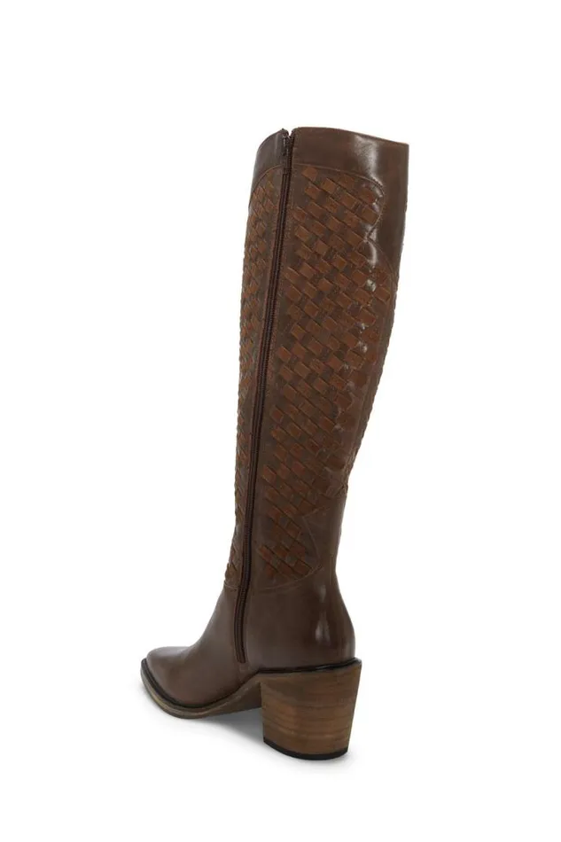 Women Lucky Brand Shoes Abeny Cutout Kneehigh Boot Dark Brown