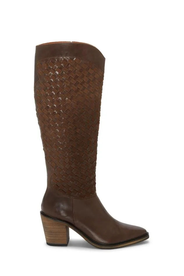 Women Lucky Brand Shoes Abeny Cutout Kneehigh Boot Dark Brown