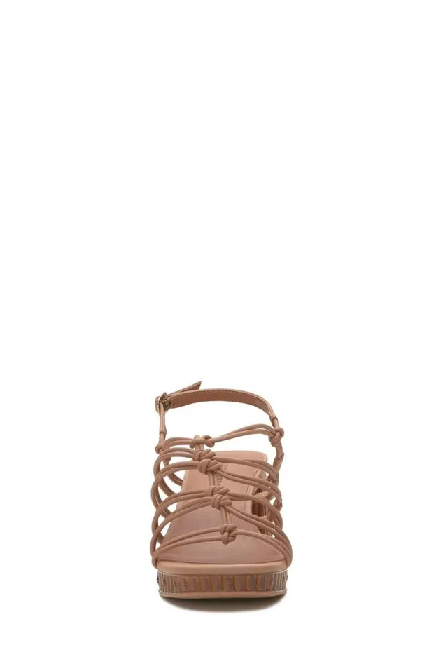 Women Lucky Brand Shoes Bassie Strappy Block Heel Light Brown