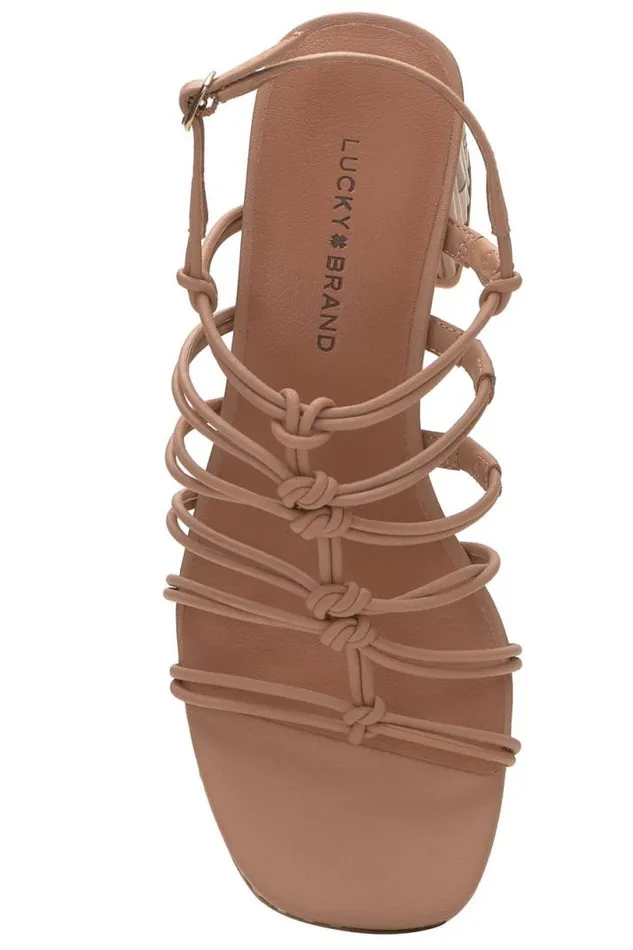Women Lucky Brand Shoes Bassie Strappy Block Heel Light Brown