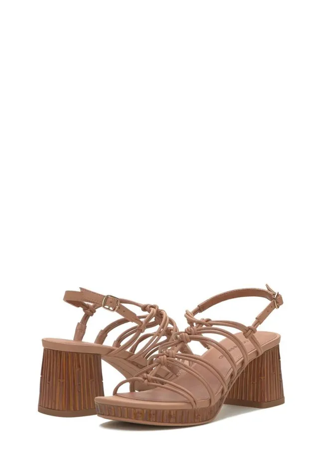 Women Lucky Brand Shoes Bassie Strappy Block Heel Light Brown