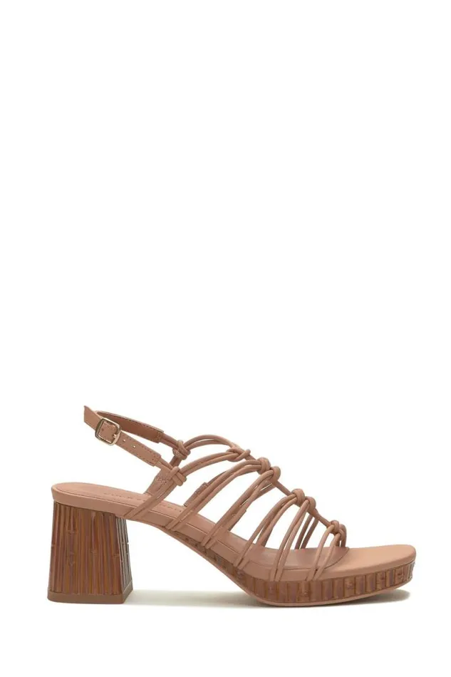Women Lucky Brand Shoes Bassie Strappy Block Heel Light Brown