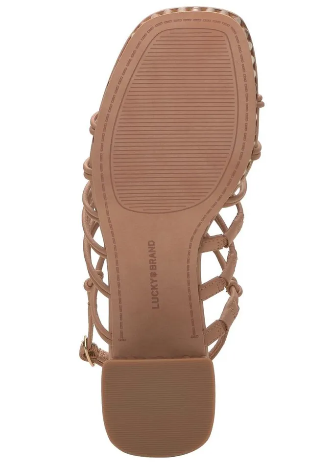 Women Lucky Brand Shoes Bassie Strappy Block Heel Light Brown
