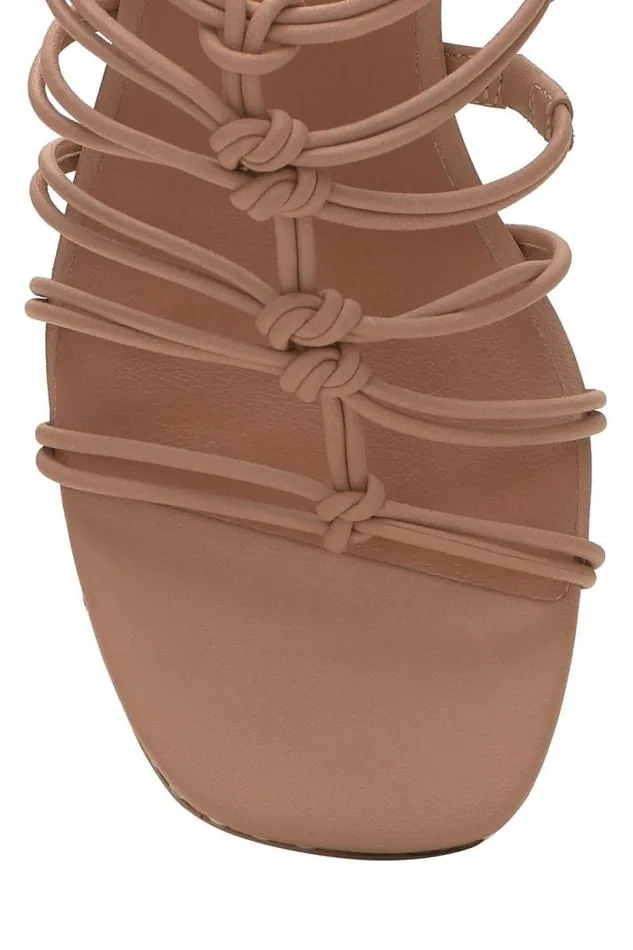 Women Lucky Brand Shoes Bassie Strappy Block Heel Light Brown