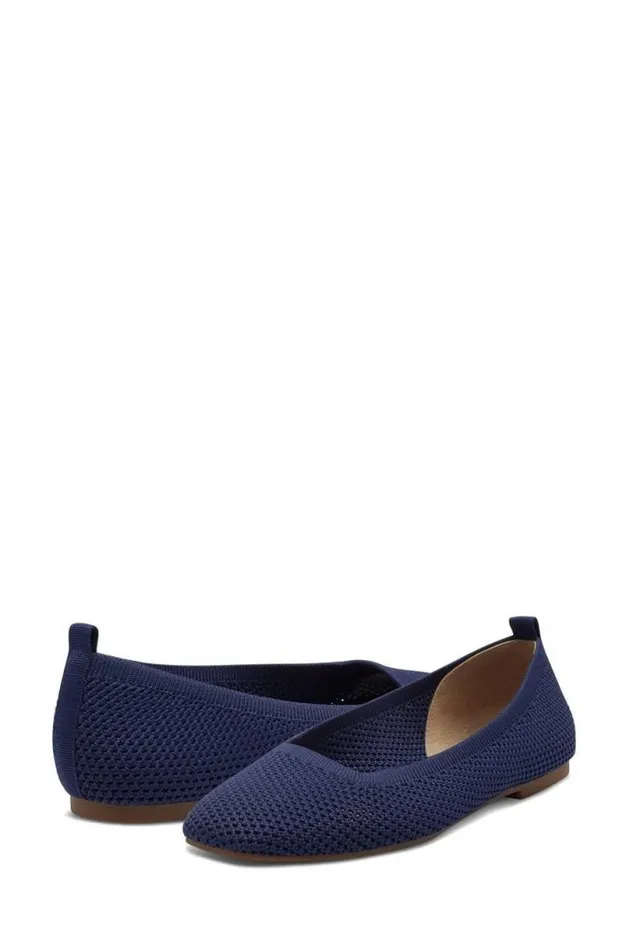 Women Lucky Brand Shoes Daneric Flat Dark Blue