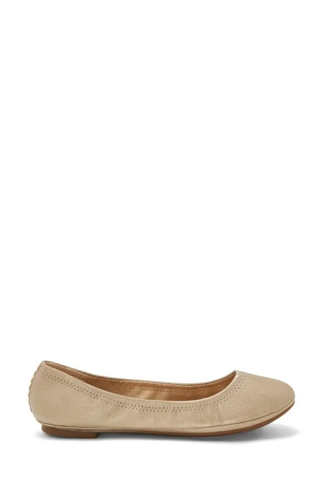 Women Lucky Brand Shoes Emmie Leather Flats Gold