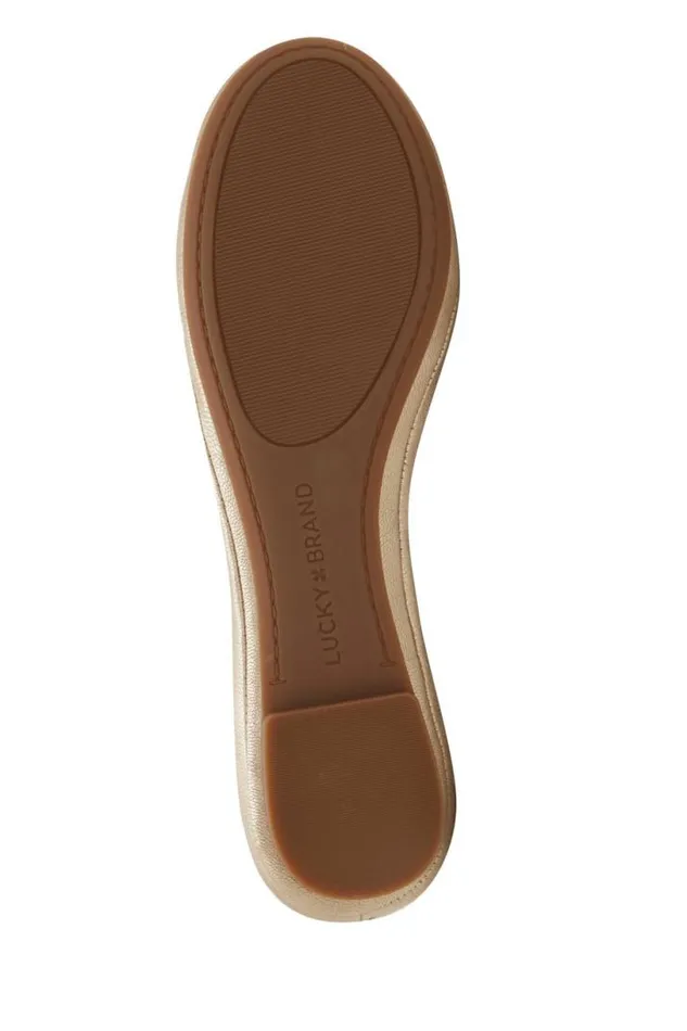 Women Lucky Brand Shoes Emmie Leather Flats Gold
