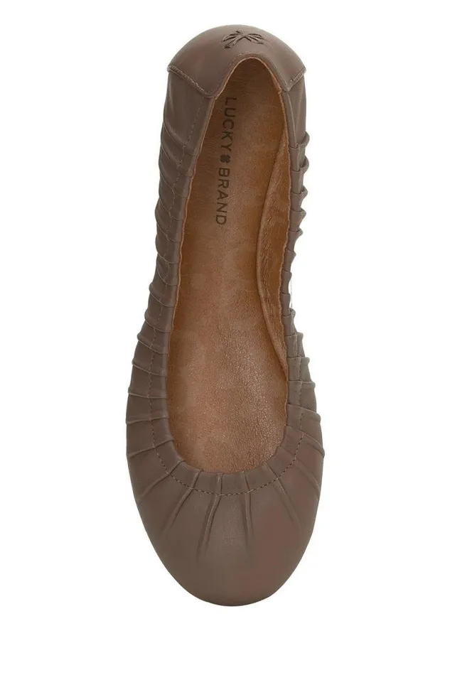 Women Lucky Brand Shoes Erla Flat Open Brownrust