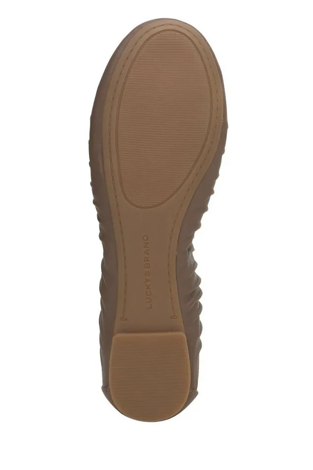 Women Lucky Brand Shoes Erla Flat Open Brownrust