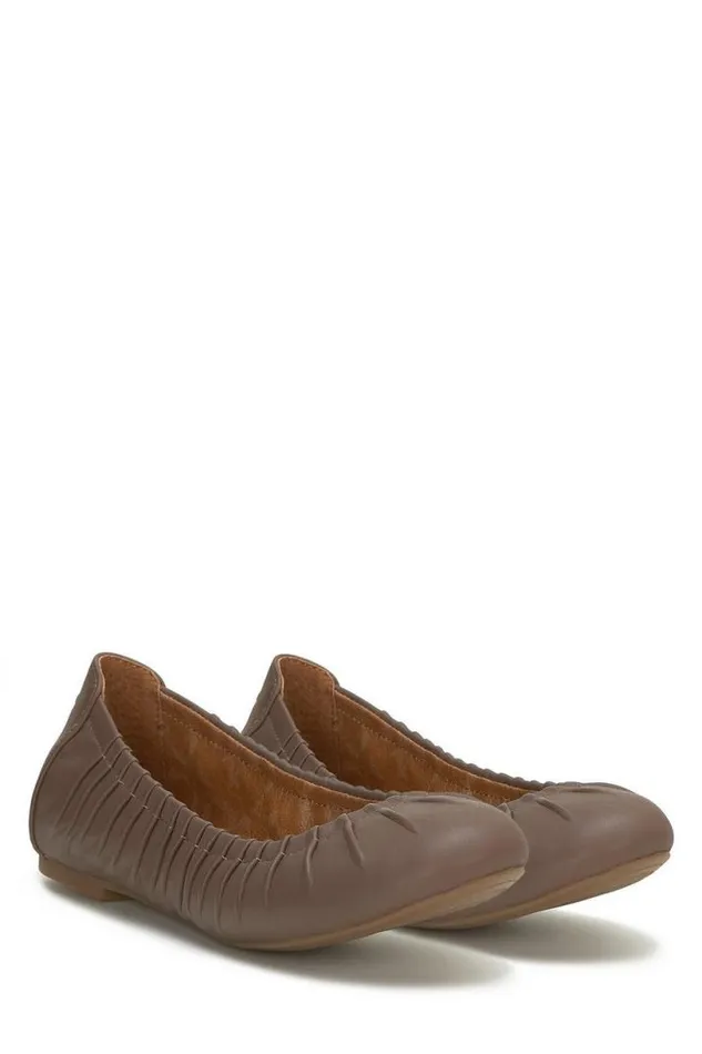 Women Lucky Brand Shoes Erla Flat Open Brownrust