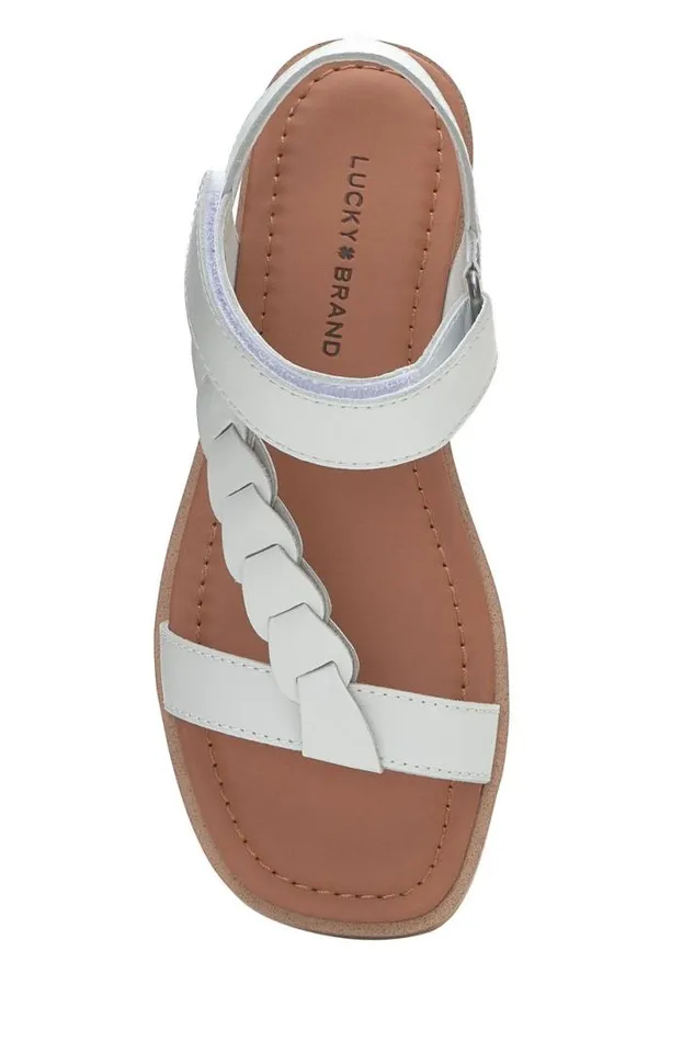 Women Lucky Brand Shoes Natany Braided Sandal Open Whitenatural
