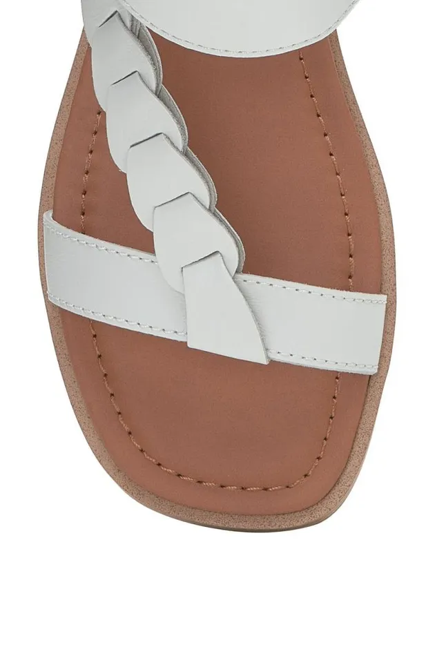 Women Lucky Brand Shoes Natany Braided Sandal Open Whitenatural