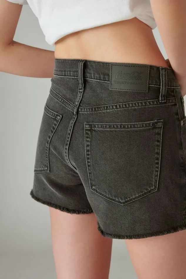 Women Lucky Brand Shorts Cocacola High Rise Mom Short Weathered Black