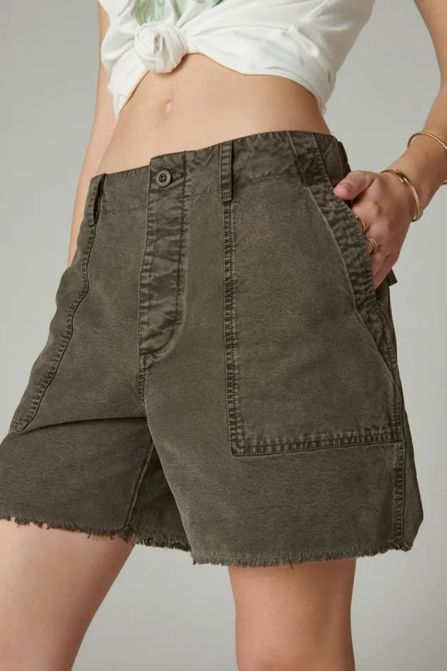 Women Lucky Brand Shorts Utility Pocket Short Raven