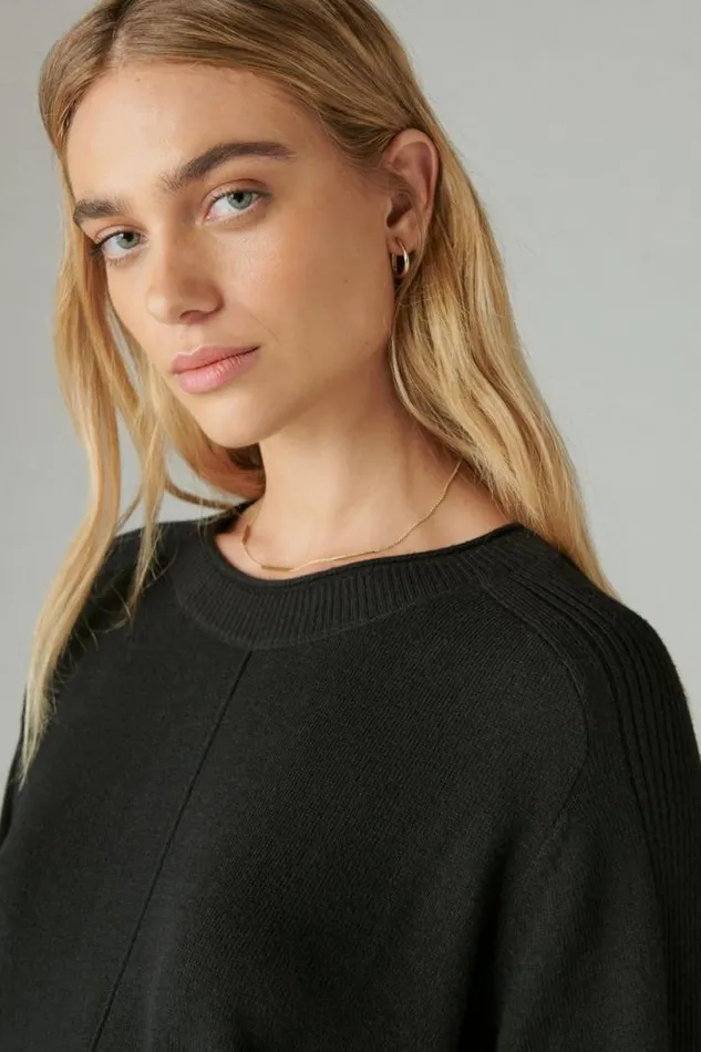 Women Lucky Brand Sweaters and Sweatshirts Cloud Soft Pullover Black