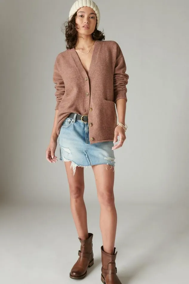 Women Lucky Brand Sweaters and Sweatshirts Oversized Pocket Cardigan Baltic Amber