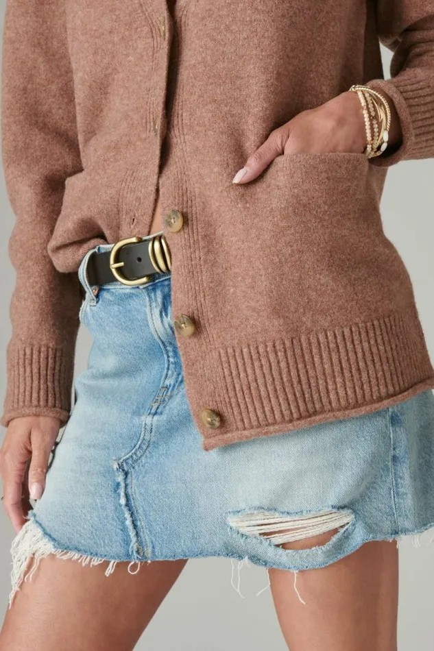 Women Lucky Brand Sweaters and Sweatshirts Oversized Pocket Cardigan Baltic Amber