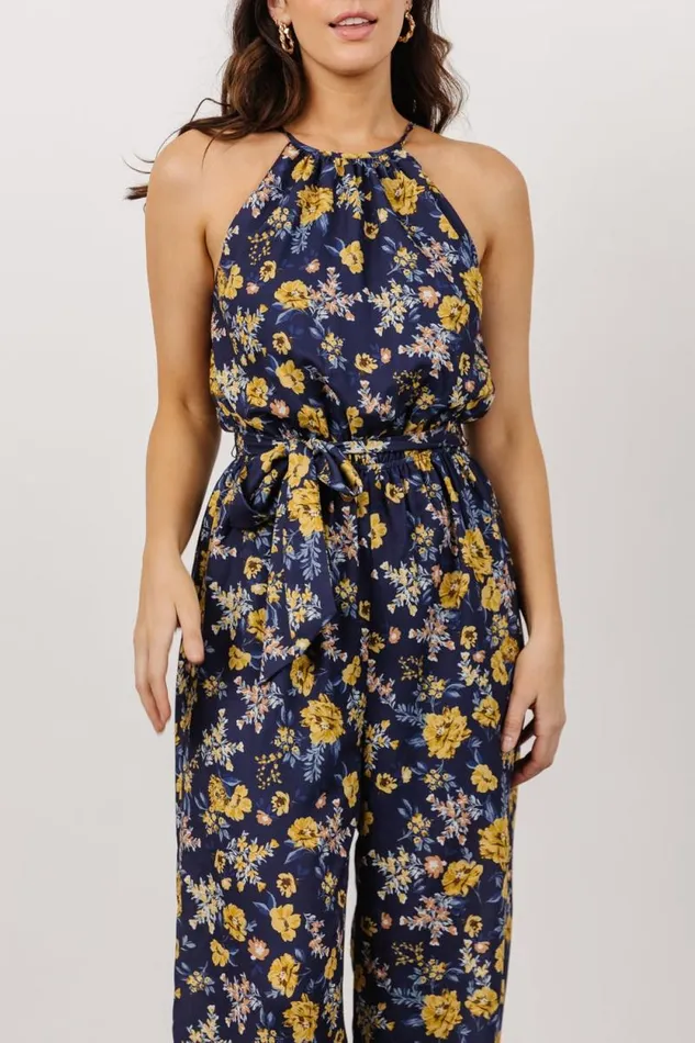 Women Mallory High Neck Jumpsuit Blue Multi Floral Baltic Born Jumpsuits and Rompers Women Mallory High Neck Jumpsuit Blue Multi Floral Baltic Born Jumpsuits and Rompers