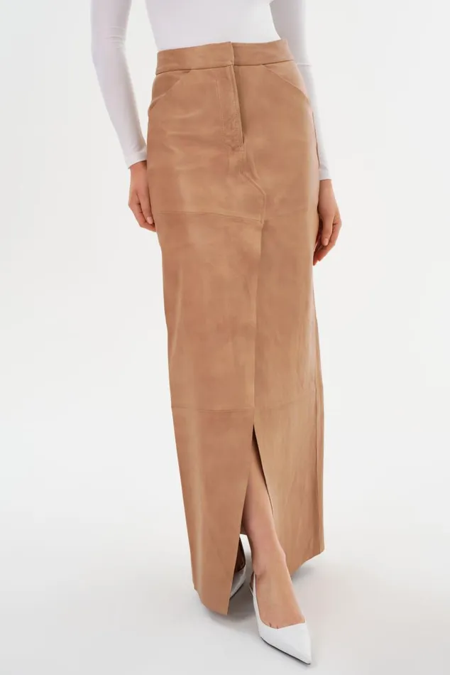 Women MARIETTE Leather Maxi Skirt Camel LAMARQUE Skirts Women MARIETTE Leather Maxi Skirt Camel LAMARQUE Skirts