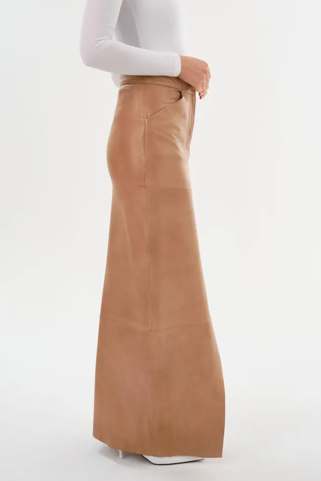 Women MARIETTE Leather Maxi Skirt Camel LAMARQUE Skirts Women MARIETTE Leather Maxi Skirt Camel LAMARQUE Skirts
