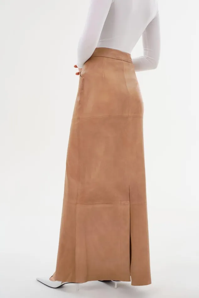 Women MARIETTE Leather Maxi Skirt Camel LAMARQUE Skirts Women MARIETTE Leather Maxi Skirt Camel LAMARQUE Skirts