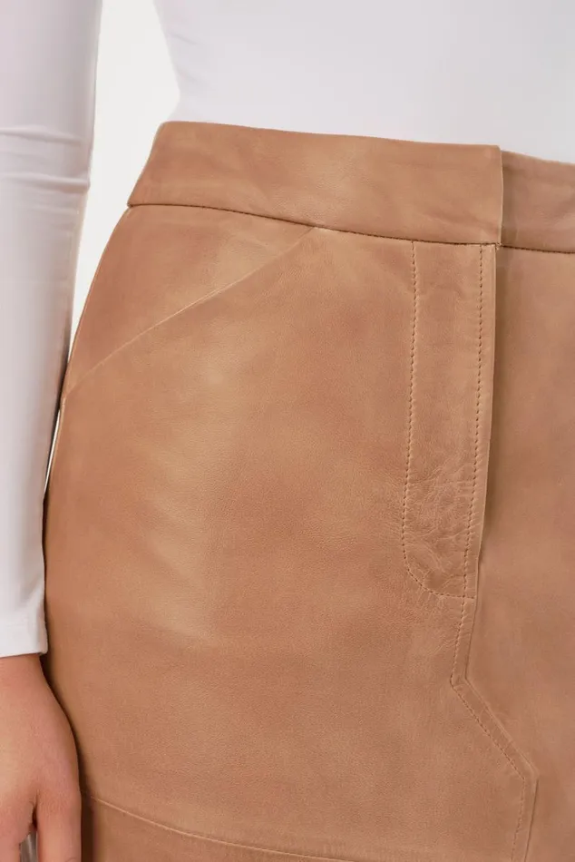 Women MARIETTE Leather Maxi Skirt Camel LAMARQUE Skirts Women MARIETTE Leather Maxi Skirt Camel LAMARQUE Skirts