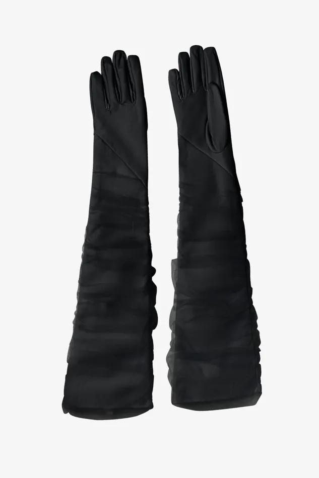 Women MARILYN Faux Leather And Tulle Gloves Black LAMARQUE Other