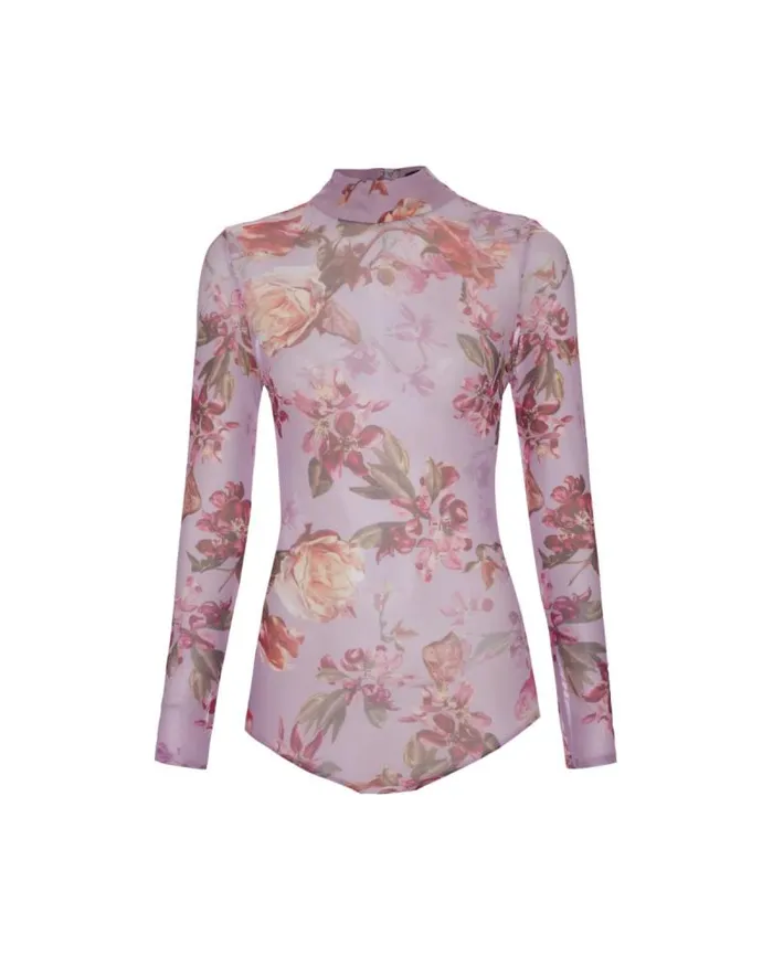 Women Matching Sets PatBO Floral Haze Stretch Tulle Bodysuit Violet