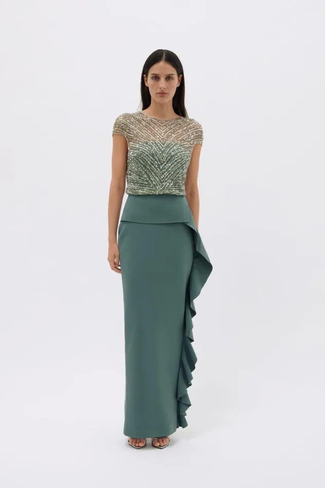 Women Maxi Dresses Rachel Gilbert Gingette Gown In Fern