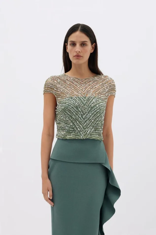 Women Maxi Dresses Rachel Gilbert Gingette Gown In Fern
