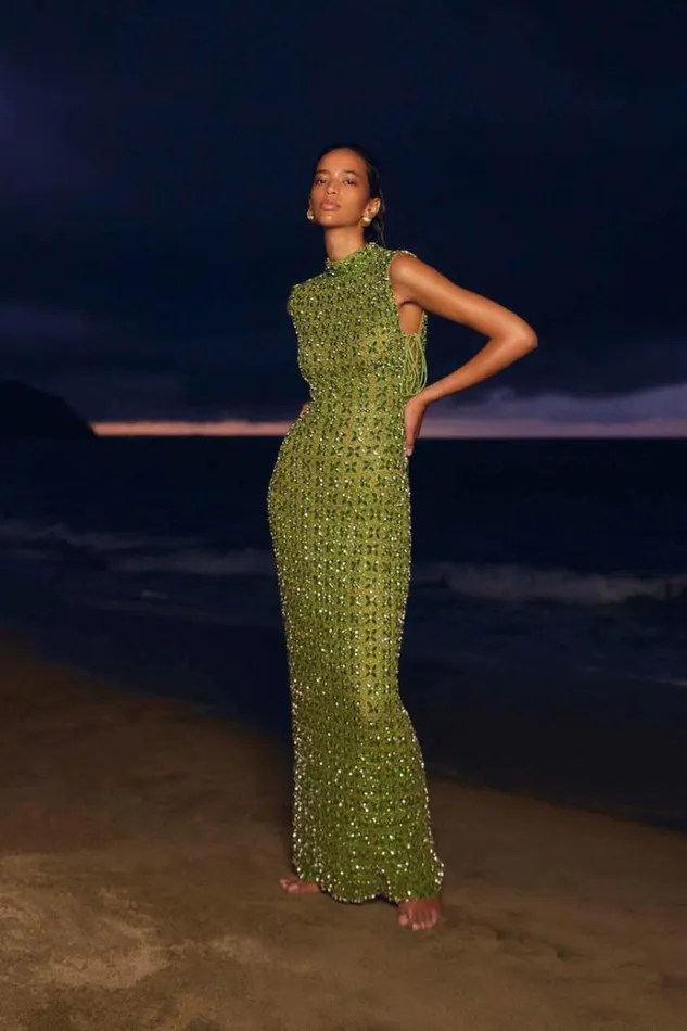 Women Maxi Dresses Rachel Gilbert Indi Gown Lime