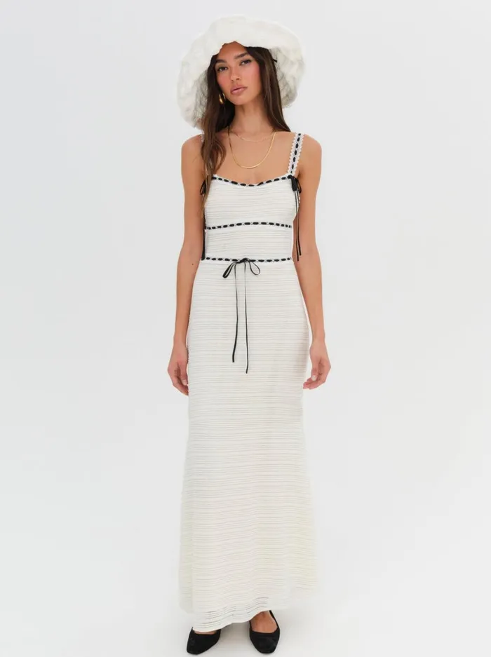 Women Mayfair Crochet Maxi Dress Ivory For Love and Lemons Dresses