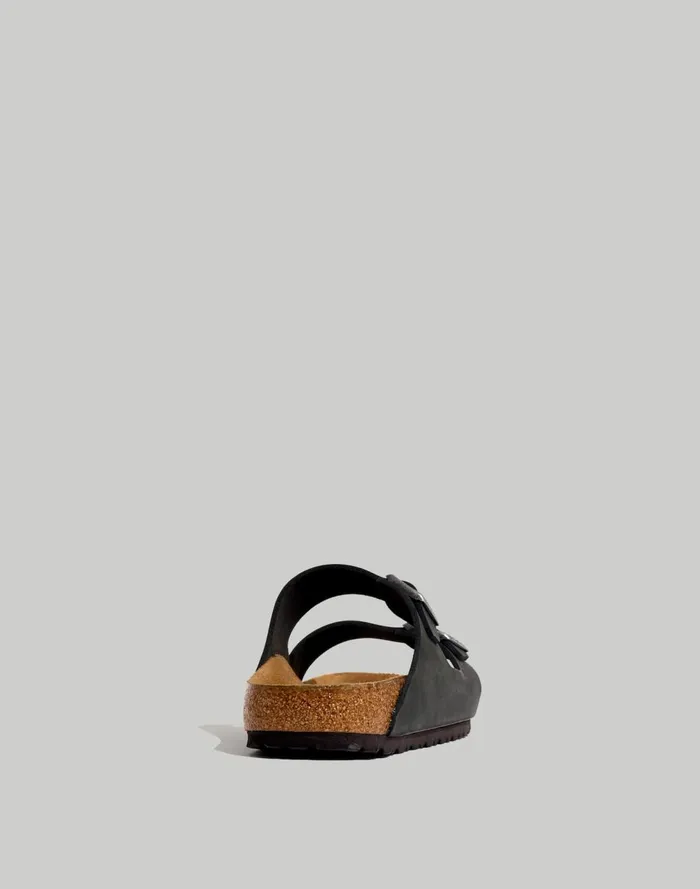 WomenMen Sandals Madewell Birkenstock Arizona Soft Footbed Sandals In Oiled Leather True Black