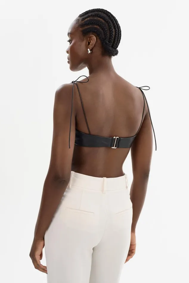 Women MERANIA Leather Bralette Black LAMARQUE Tops