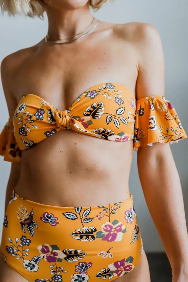 Women Miami Bikini Top Yellow Floral Baltic Born Bikini