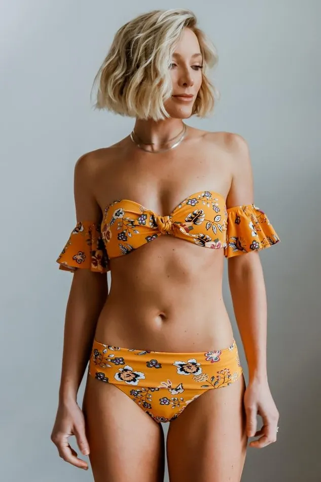 Women Miami Bikini Top Yellow Floral Baltic Born Bikini
