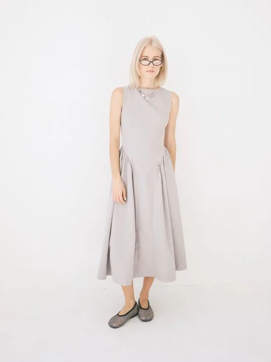 Women Midi Dress Front Pleat Grey Dresses Lisa Says Gah