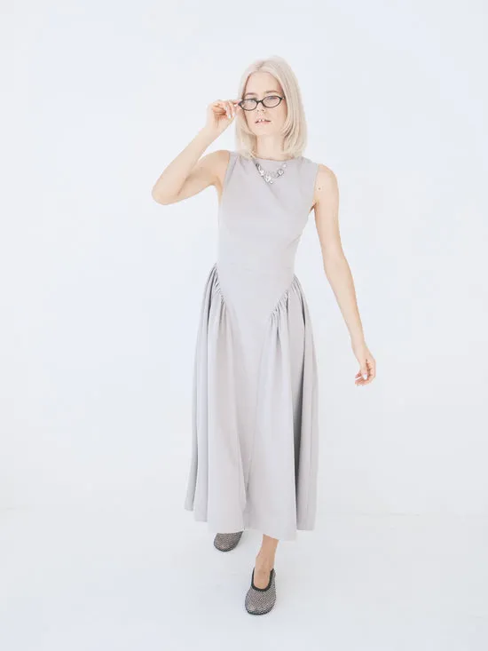 Women Midi Dress Front Pleat Grey Dresses Lisa Says Gah