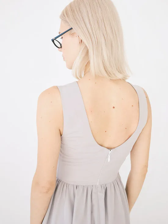 Women Midi Dress Front Pleat Grey Dresses Lisa Says Gah