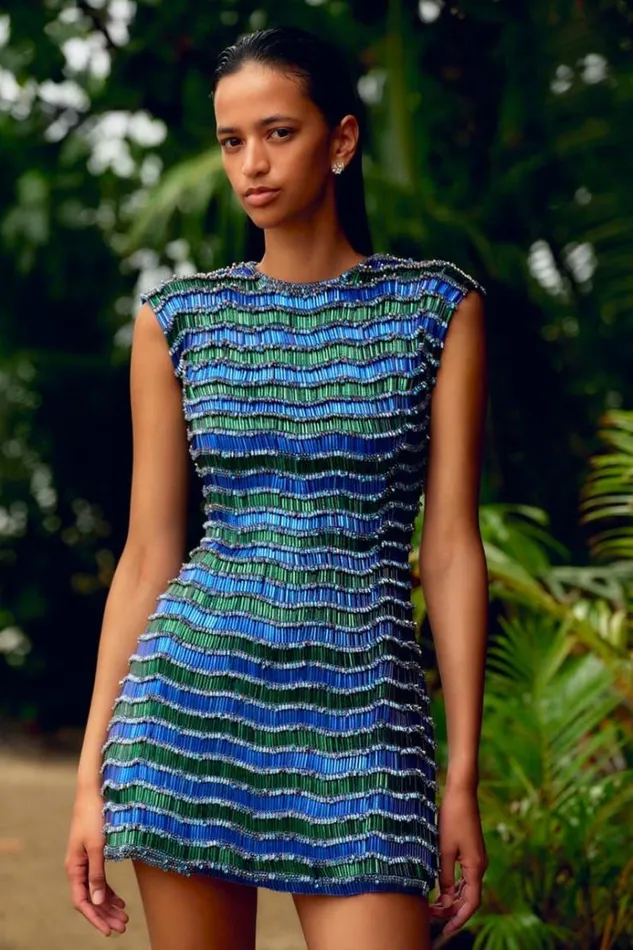 Women Midi Dresses Rachel Gilbert Zeph Mini BlueGreen Women Midi Dresses Rachel Gilbert Zeph Mini BlueGreen