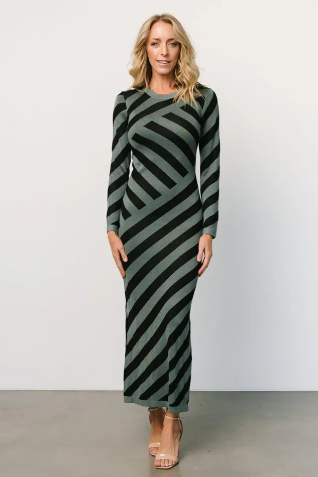 Women Milan Sweater Dress Green Black Baltic Born Sweaters