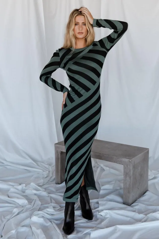 Women Milan Sweater Dress Green Black Baltic Born Sweaters Women Milan Sweater Dress Green Black Baltic Born Sweaters