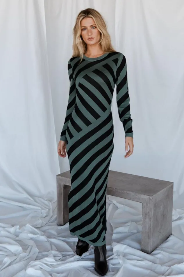 Women Milan Sweater Dress Green Black Baltic Born Sweaters Women Milan Sweater Dress Green Black Baltic Born Sweaters