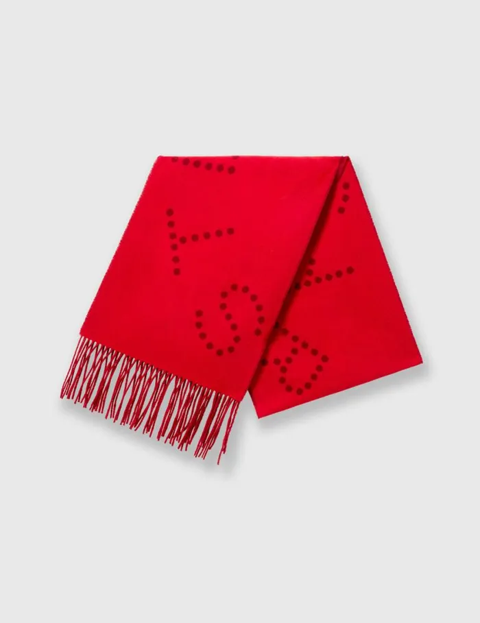 Women Moniker Print Logo Scarf Lipstick Red Stella McCartney Knitwear