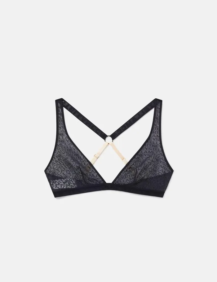 Women Monogram Mesh Soft Cup Bra Black Stella McCartney Lingerie And Sleepwear