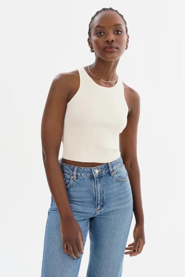 Women NEVINA Knit Tank Top Off White LAMARQUE Tops